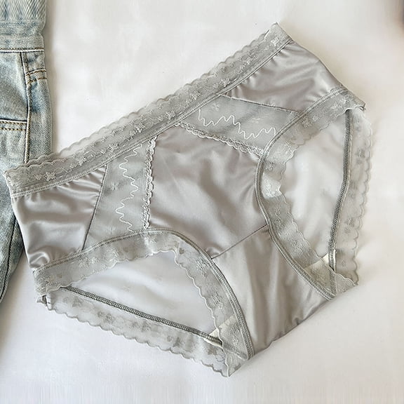 PiGOGI Women's High Waist Underwear - Absorbent Comfortable Briefs - Breathable Solid Color Panties (L/XL) Gray