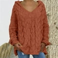 thumbnail image 1 of PiGOGI Women's Hooded Long Sleeve Sweater Loose Fit VNeck Pullover Top Plus Size Casual Wine XXL, 1 of 6