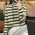 thumbnail image 1 of PiGOGI Women's Hooded Striped Sweater Loose Casual Long Sleeve Pullover Top for Fall Winter Green XL, 1 of 4