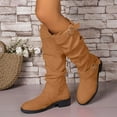 thumbnail image 1 of PiGOGI Women's Knee High Boots for Women Flat Sole Slouchy Buckle Detail Winter Casual Comfortable Long Boots Khaki 42, 1 of 6