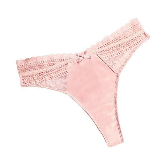 PiGOGI Women's Lace Mid-Rise Briefs - Comfortable Breathable Underwear - Hip Lift Panties (M/L Size) Pink
