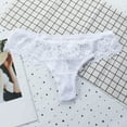 thumbnail image 1 of PiGOGI Women's Lace Thong Underwear - Sexy Hollow Crotch Panties - S to XL Comfortable Briefs White, 1 of 3