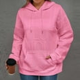 thumbnail image 1 of PiGOGI Women's Letter Print Hooded Sweater Long Sleeve Loose Pullover Top Pink S, 1 of 6