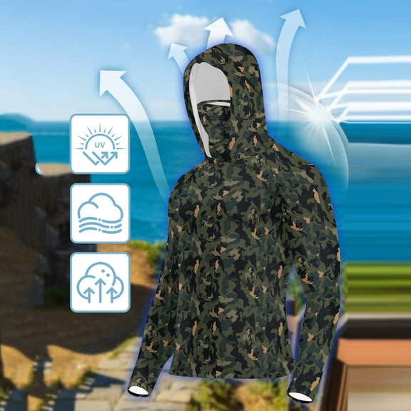 PiGOGI Women's Lightweight Sun Hoodie with Face Cover, Long Sleeve UV Protection Shirt for Beach Hiking Multicolor M