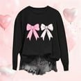 thumbnail image 1 of PiGOGI Women's Long Sleeve Printed T-Shirt - Plus Size Casual Valentine's Day Loose Top Black S, 1 of 4