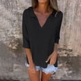 thumbnail image 1 of PiGOGI Women's Long Sleeve V-Neck Pullover Solid Color Casual Knit Sweater Loose Top Black XXL, 1 of 6