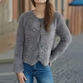 thumbnail image 1 of PiGOGI Women's Long Sleeve V-Neck Soft Knit Cropped Sweater Top Casual Comfortable Gray S, 1 of 6