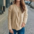 thumbnail image 1 of PiGOGI Women's Long Sleeve V-Neck Soft Knit Cropped Sweater Top Casual Comfortable Khaki M, 1 of 5