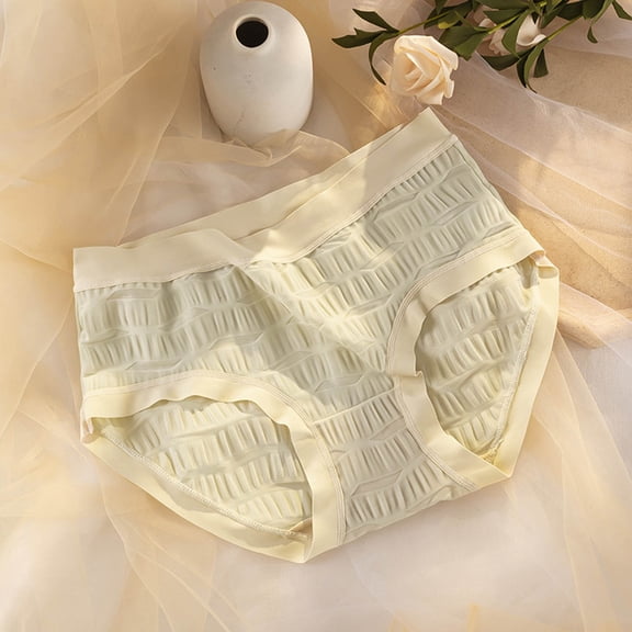 PiGOGI Women's Mid Waist Lace Briefs - Comfortable Abdominal Support Underwear - Breathable Sexy Panties Green