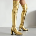 thumbnail image 1 of PiGOGI Women's Over the Knee Boots Thick Heel Fashion Winter Fall Boots for Women Trendy Comfortable Thick Sole Stylish Long Boots Gold 37, 1 of 5