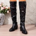 thumbnail image 1 of PiGOGI Women's Over the Knee Boots for Women High Heel Faux Leather Buckle Strap Winter Fashion Dressy Tall Boots Black 39, 1 of 6