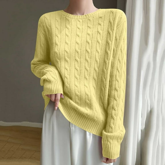 PiGOGI Women's Oversized VNeck Cardigan Sweater Long Sleeve Knitted Open Front Coat for Spring and Winter Yellow M