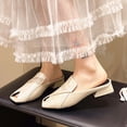 thumbnail image 1 of PiGOGI Women's Peep Toe Mules Cut Out Low Heel Non-Slip Comfortable Slide Sandals Summer White 5.5, 1 of 9