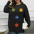 thumbnail image 1 of PiGOGI Women's Plus Size Beaded Sweater Coat Round Neck Long Sleeve Pullover for Winter Black XL, 1 of 6