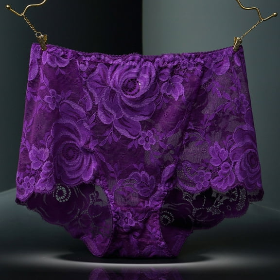 PiGOGI Women's Plus Size High Waist Underwear - Seamless Breathable Panties - L to 4XL Comfortable Briefs Purple