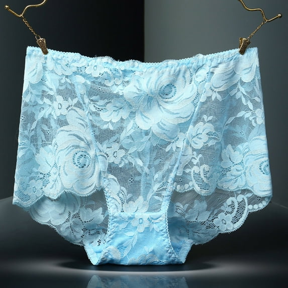 PiGOGI Women's Plus Size High Waist Underwear - Seamless Breathable Panties - L to 4XL Comfortable Briefs Sky Blue