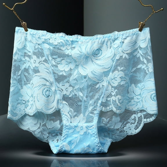 PiGOGI Women's Plus Size High Waist Underwear - Seamless Breathable Panties - L to 4XL Comfortable Briefs Sky Blue