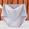 thumbnail image 1 of PiGOGI Women's Plus Size Lace Underwear - High Waist Triangular Panties - XL to XXXXXXL Comfortable Briefs Silver, 1 of 6