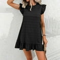 thumbnail image 1 of PiGOGI Women's Ruffle Dress Sleeveless Solid Color Elegant Casual Summer Party Dress Black L, 1 of 9