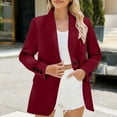 thumbnail image 1 of PiGOGI Women's Solid Color Button Pocket Long Sleeve Blazer Jacket for Work office Professional Wine XL, 1 of 4