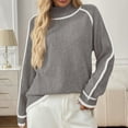 thumbnail image 1 of PiGOGI Women's Solid Color Knitted Sweater Long Sleeve Mock Neck Pullover - Winter Fashion Top Gray XL, 1 of 5