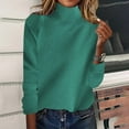 thumbnail image 1 of PiGOGI Women's Stand Up Collar Loose Sweater Thick Shoulder Insert Wool Base Layer Top Army Green M, 1 of 6