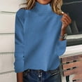thumbnail image 1 of PiGOGI Women's Stand Up Collar Loose Sweater Thick Shoulder Insert Wool Base Layer Top Blue M, 1 of 6