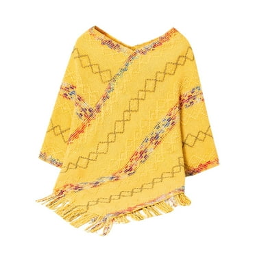 PiGOGI Women's Striped Knit Pullover Sweater Long Sleeve Loose Fit Casual Fall Winter Fashion Comfortable Top Yellow