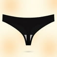 thumbnail image 1 of PiGOGI Women's Summer Seamless Thong Underwear - Low Rise Breathable Panties - Comfortable Lace Underwear for Daily Wear Black, 1 of 4
