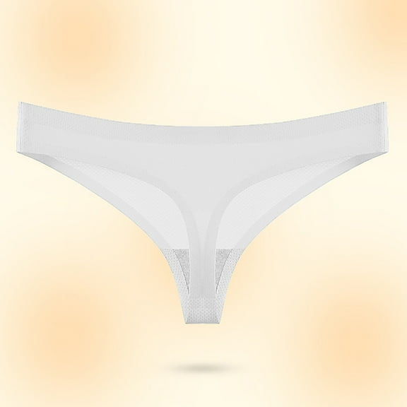 PiGOGI Women's Summer Seamless Thong Underwear - Low Rise Breathable Panties - Comfortable Lace Underwear for Daily Wear White
