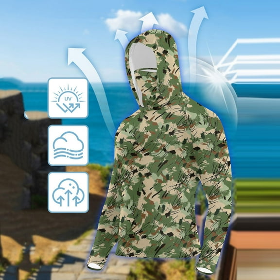 PiGOGI Women's UV Protection Hooded Top, Breathable Long Sleeve Shirt with Face Cover for Summer Multicolor S