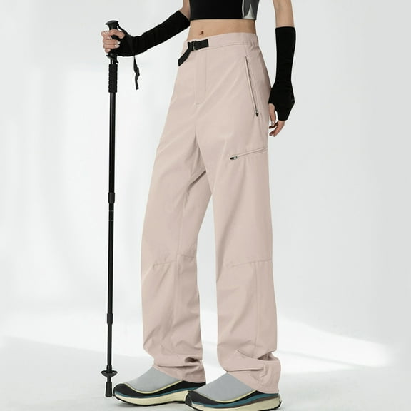 PiGOGI Women's Waterproof Hiking Pants - Outdoor Workwear Long Trousers, Comfortable Casual Pants for All Seasons Pink XL