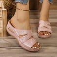 thumbnail image 1 of PiGOGI Women's Wedge Heel Sandals Hollow Out Stitching Non-Slip Comfortable Slide Slippers Summer Pink 5.5, 1 of 7