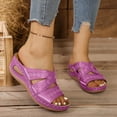 thumbnail image 1 of PiGOGI Women's Wedge Heel Sandals Hollow Out Stitching Non-Slip Comfortable Slide Slippers Summer Purple 5.5, 1 of 7