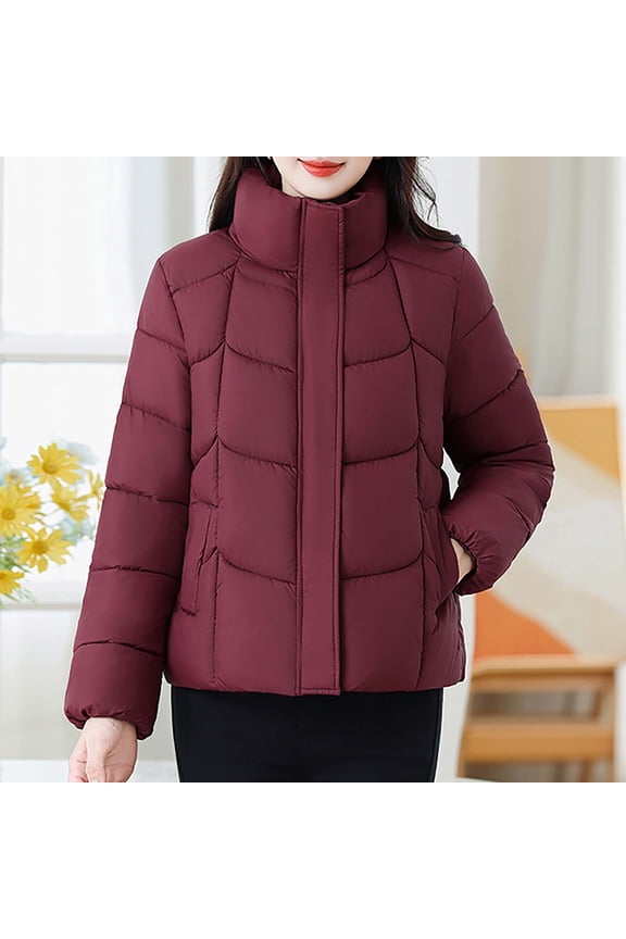 Women's Winter Jacket Casual Winter Coat Fall Outerwear Red 3XL