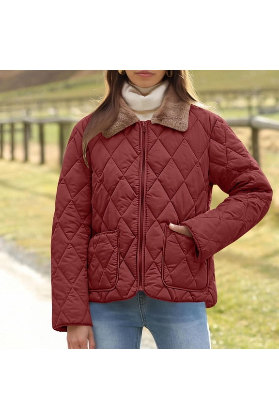 Women's Winter Jacket Casual Winter Coat Fall Outerwear Red XL
