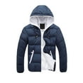 thumbnail image 1 of PiGOGI Women's Winter Jacket Solid Color Hooded Zippered Long Sleeve Double Pocket Casual Parkas Navy M, 1 of 3