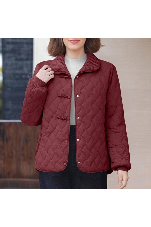 Women's Winter Jacket Warm Casual Winter Coat Fall Outerwear Red XL