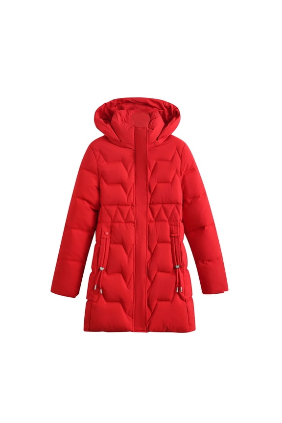 Women's Winter Jacket Warm Casual Winter Coat Fall Outerwear Red XL