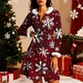 thumbnail image 1 of PiGOGI Women's Wool Collar Christmas Color Button Fashion Loose Casual Long Sleeve Hooded Jacket Red XL, 1 of 6