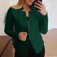thumbnail image 1 of PiGOGI Women's Zipper Cardigan Jacket - Long Sleeve Work Wear Suit Coat Casual office Blazer Comfortable Business Outfit Green S, 1 of 6
