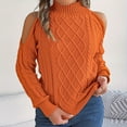 thumbnail image 1 of PiGOGI Women's off Shoulder Half High Neck Pullover Sweater Long Sleeve Knit Casual Top Orange XL, 1 of 6