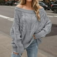 thumbnail image 1 of PiGOGI Women's off Shoulder Pullover Sweater Loose Crewneck Long Sleeve Knit Top for Fall Winter Gray XL, 1 of 6
