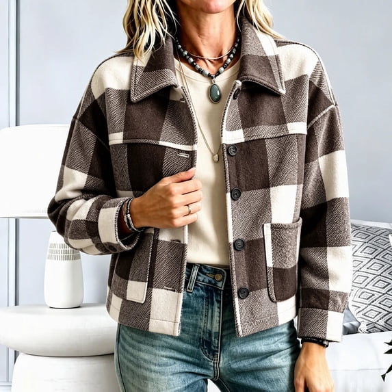 PiGOGI Womens Long Sleeve Cardigan Coat Button Front Jacket with Turndown Collar and Pockets Casual Soft Outerwear for Daily Wear