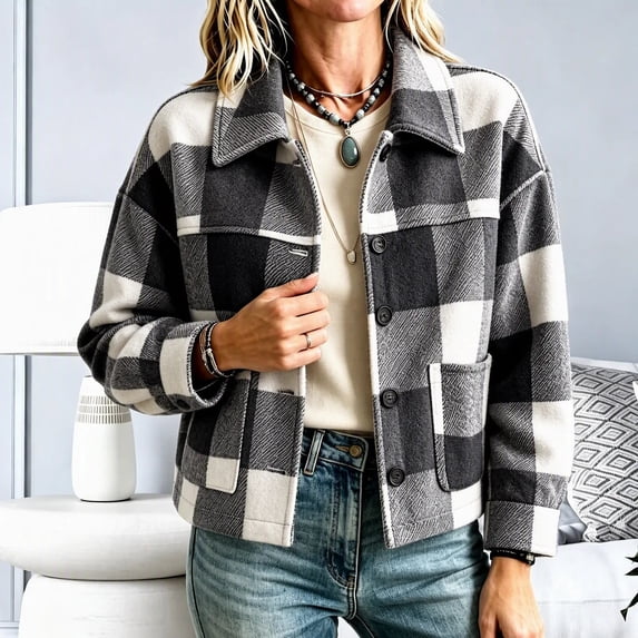 PiGOGI Womens Long Sleeve Cardigan Coat Button Front Jacket with Turndown Collar and Pockets Casual Soft Outerwear for Daily Wear