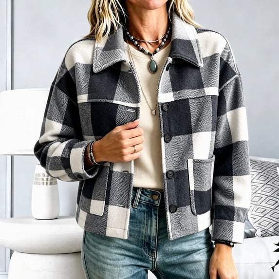 PiGOGI Womens Long Sleeve Cardigan Coat Button Front Jacket with Turndown Collar and Pockets Casual Soft Outerwear for Daily Wear