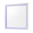 thumbnail image 1 of Pia 41 Inch Wood Mirror, LED Lighting, Beveled Edge, White, Silver - Saltoro Sherpi, 1 of 5