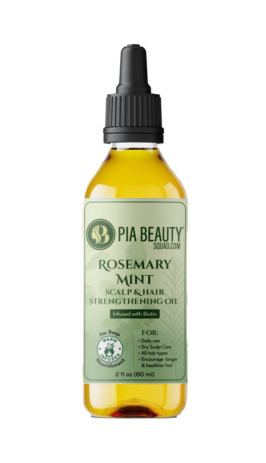 Pia Beauty Rosemary Mint Hair Strengthening Oil – Supports Hair Growth & Scalp Health, Biotin-Infused Herbal Hair Oil