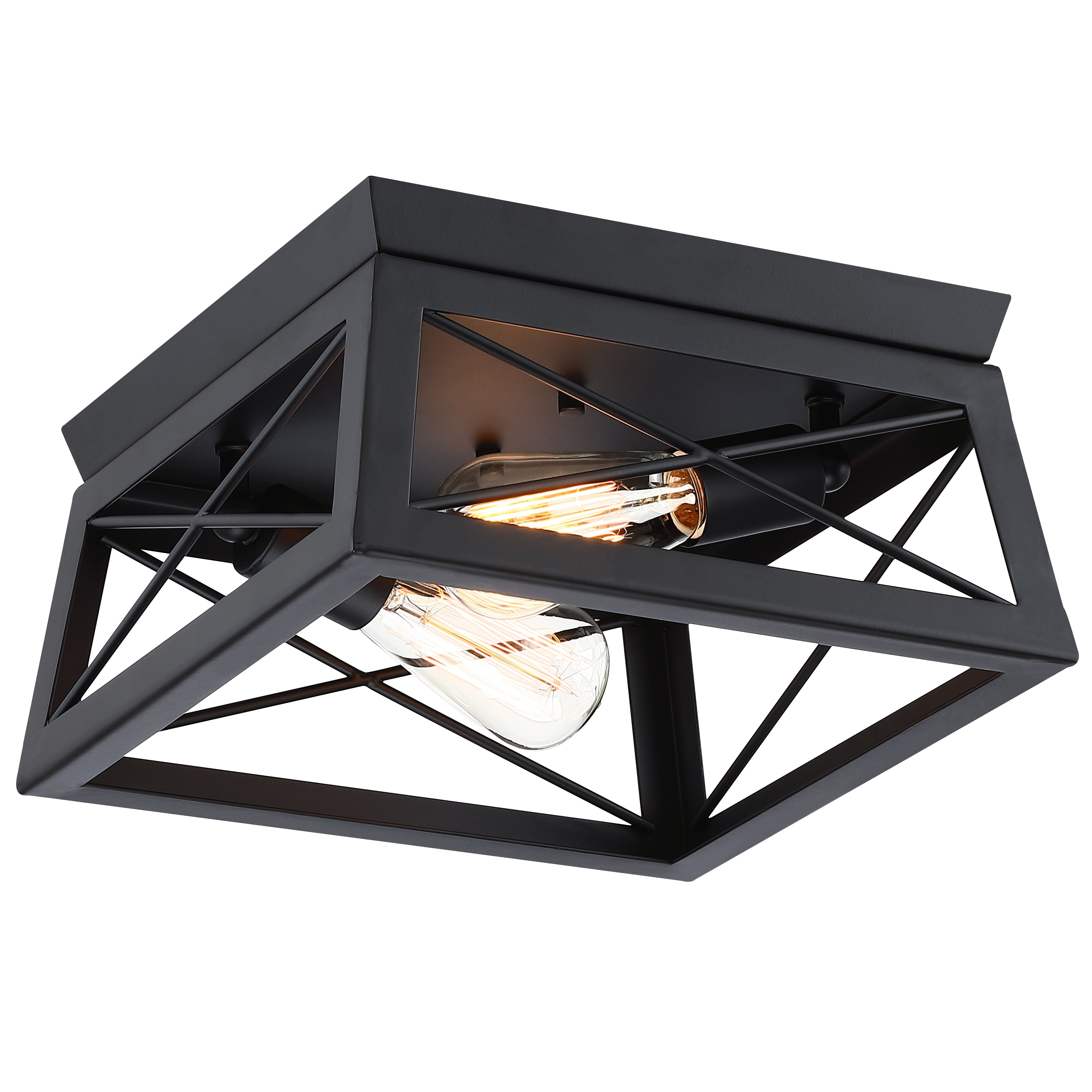 Briarwood Textured Black Farmhouse Flush Mount Ceiling Light 12"