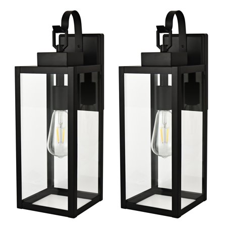 Pia Ricco 2 Pack 1-Light Outdoor Matte Black Wall Sconce Medium(2 Pack) 5.91"x7.82"x17.74" 13 to 18 Inches Under 6 Inches